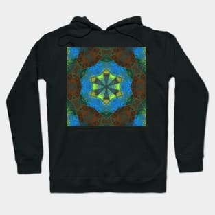 Mosaic Kaleidoscope Flower Blue and Green Hoodie